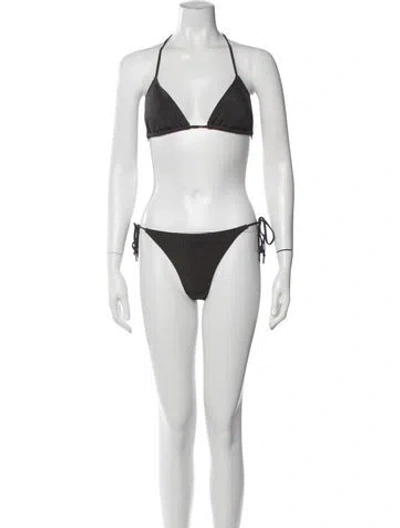 Pre-owned Zimmermann Animal Print Bikini In Black