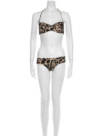 Pre-owned Zimmermann Animal Print Bikini In Neutrals