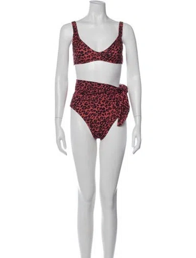 Pre-owned Zimmermann Animal Print Bikini In Red