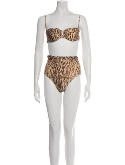 Pre-owned Zimmermann Animal Print Bikini W/ Tags In Multicolor