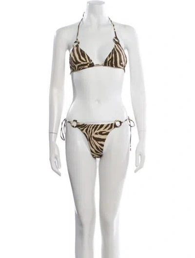 Pre-owned Zimmermann Animal Print Bikini W/ Tags In Neutral