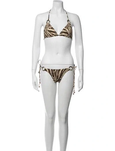 Pre-owned Zimmermann Animal Print Bikini W/ Tags In Pink