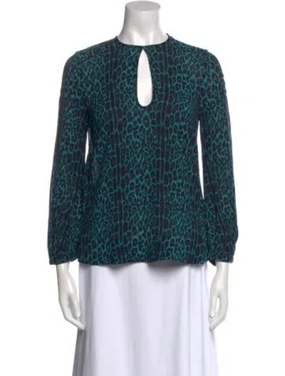 Pre-owned Zimmermann Animal Print Crew Neck Blouse In Multi