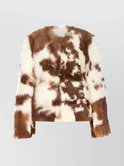ZIMMERMANN ANIMAL PRINT FAUX FUR LONG SLEEVE JACKET