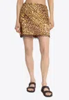 Zimmermann Coco Leopard Print Beaded Fringe Skirt In Animal Print