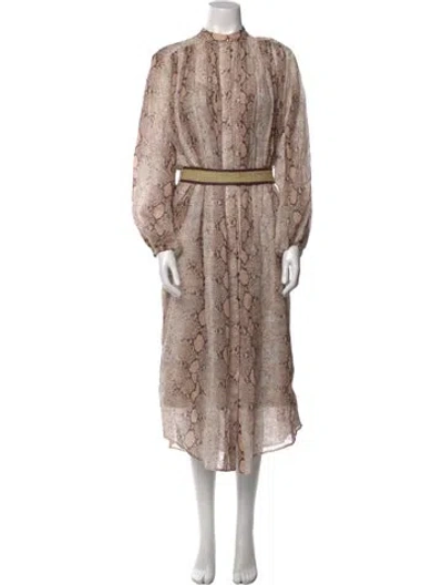 Pre-owned Zimmermann Animal Print Long Dress In Multi