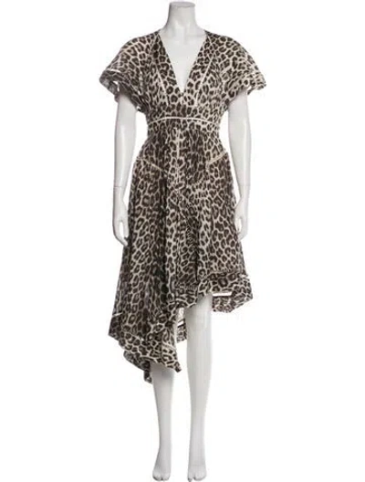 Pre-owned Zimmermann Animal Print Long Dress In Neutral