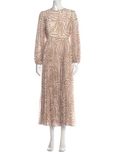 Pre-owned Zimmermann Animal Print Long Dress In Neutral