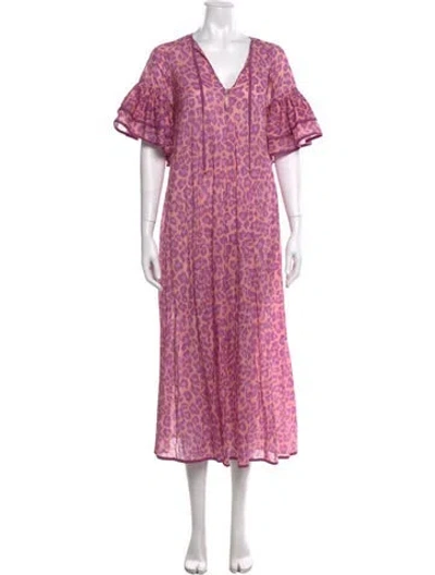 Pre-owned Zimmermann Animal Print Long Dress In Pink