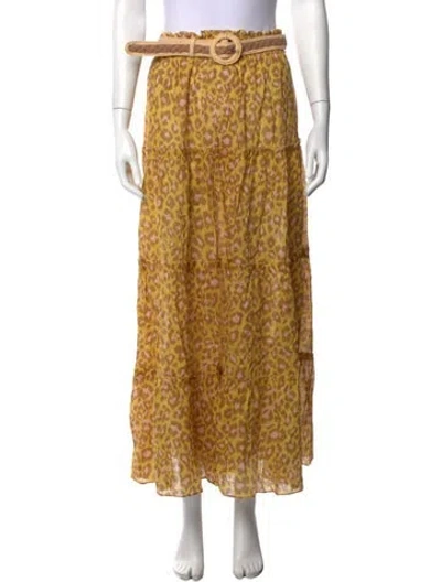 Pre-owned Zimmermann Animal Print Long Skirt In Yellow