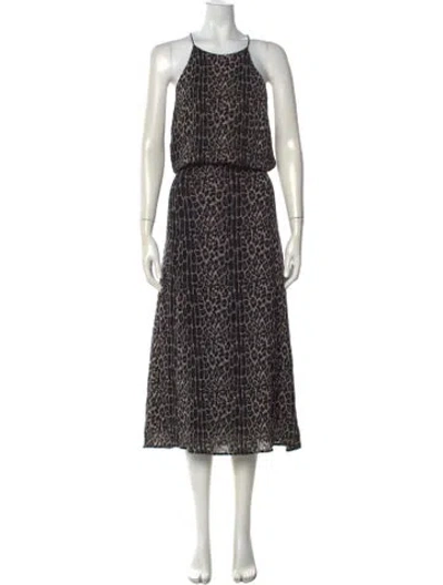 Pre-owned Zimmermann Animal Print Midi Length Dress In Black