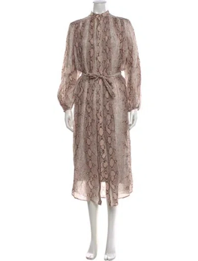 Pre-owned Zimmermann Animal Print Midi Length Dress In Neutral