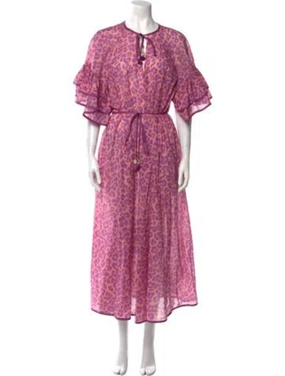 Pre-owned Zimmermann Animal Print Midi Length Dress In Pink