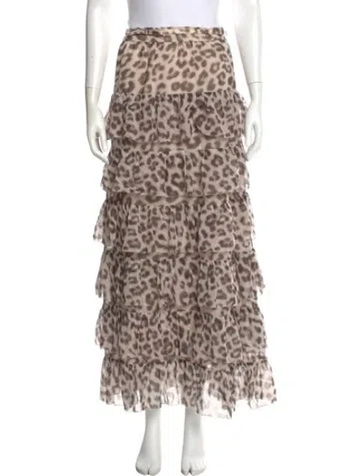 Pre-owned Zimmermann Animal Print Midi Length Skirt In Brown