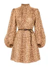 Zimmermann Cascadian Leopard Print Long Sleeve Tunic Dress In Animal Print