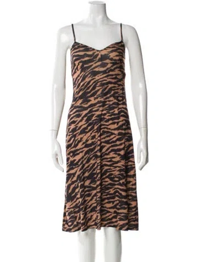 Pre-owned Zimmermann Animal Print Mini Dress In Brown