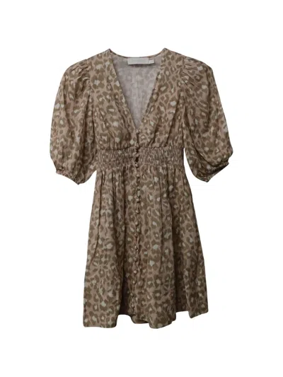 Pre-owned Zimmermann Animal-print Mini Dress In Neutral
