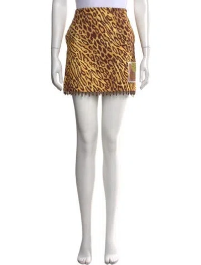 Pre-owned Zimmermann Animal Print Mini Skirt In Neutrals