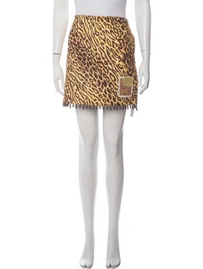 Pre-owned Zimmermann Animal Print Mini Skirt In Neutrals