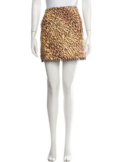 Pre-owned Zimmermann Animal Print Mini Skirt W/ Tags In Neutrals