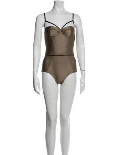 Pre-owned Zimmermann Animal Print One-piece In Brown