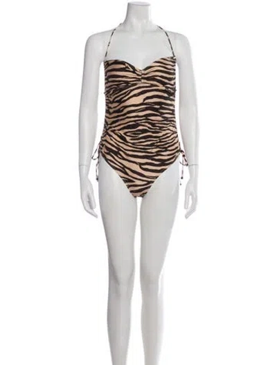 Pre-owned Zimmermann Animal Print One-piece W/ Tags In Brown