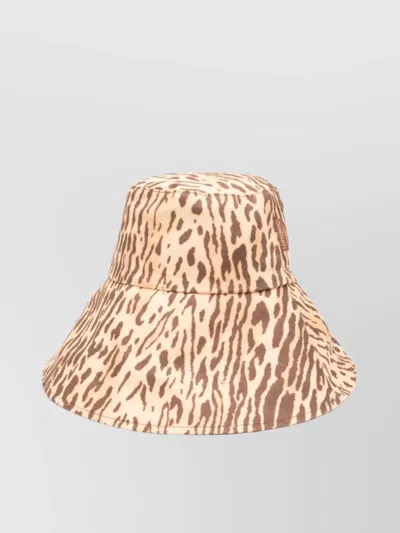 Zimmermann Animal Print Stitched Wide Brim Hat In Brown