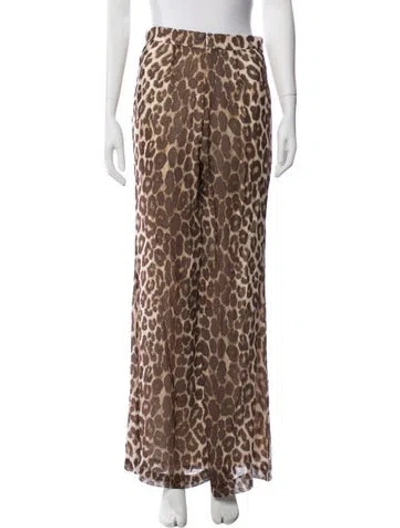Pre-owned Zimmermann Animal Print Wide Leg Pants In Brown