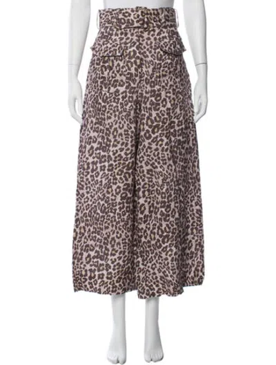 Pre-owned Zimmermann Animal Print Wide Leg Pants In Multicolor