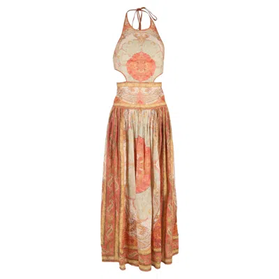 Zimmermann Anneke Cutout Paisley-print Maxi Dress In Multicolor Linen