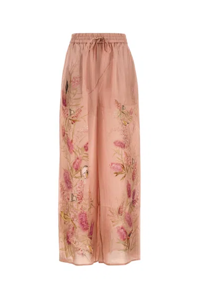Zimmermann Antiqued Pink Satin Cascadian Pyjama Pant In Brown