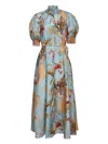 Zimmermann Women Aqua Palm Floral Habotai Silk Ascension Maxi Dress In Blue