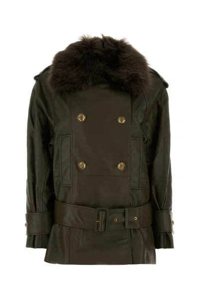 Zimmermann Army Green Leather Hypnotic Jacket