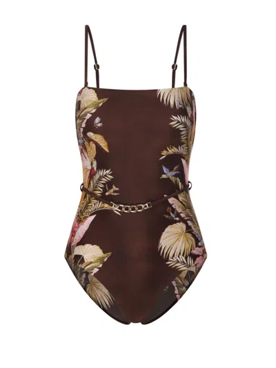Zimmermann Ascension One-piece Swimsuit In Brown