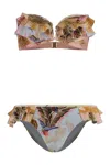 Zimmermann Botanical Print Strapless Bikini In Multi