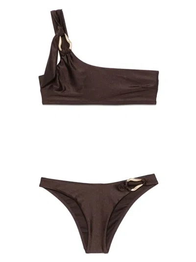 Zimmermann Brown One Shoulder Bikini Top