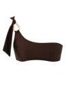 Zimmermann Ascension One Shoulder Bikini Ring Detail In Brown