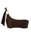 Zimmermann Ascension One Shoulder Bikini Ring Detail In Brown