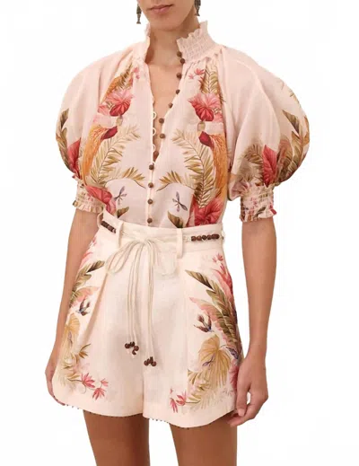 Zimmermann Ascension Billow Blouse In Cream & Floral In Multi