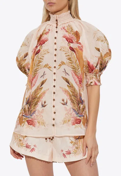 ZIMMERMANN ASCENSION BILLOW FLORAL BLOUSE