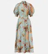 Zimmermann Women Aqua Palm Floral Habotai Silk Ascension Maxi Dress In Blue
