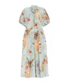 Zimmermann Women Aqua Palm Floral Habotai Silk Ascension Maxi Dress In Blue