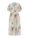 Zimmermann Women Aqua Palm Floral Habotai Silk Ascension Maxi Dress In Multi