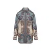 Zimmermann Womens Blue Cream Indienne Ascension Manstyle Graphic-pattern Silk Shirt