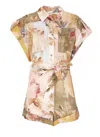 Zimmermann Short Overalls With Ascension Lapels In Multi
