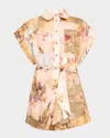 Zimmermann Ascension Floral-print Linen Playsuit