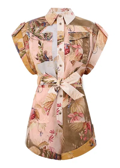 ZIMMERMANN ASCENSION CUFFED PLAYSUIT SPLICED