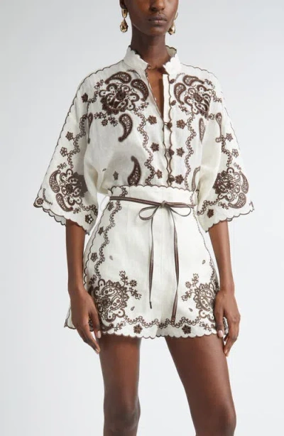 ZIMMERMANN ZIMMERMANN ASCENSION EMBROIDERED LINEN SHIRT