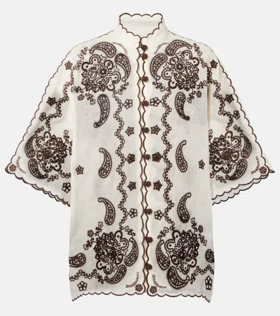 ZIMMERMANN ASCENSION EMBROIDERED LINEN SHIRT