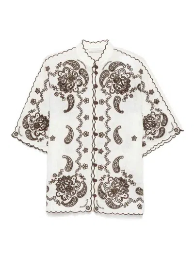 ZIMMERMANN ASCENSION EMBROIDERED LINEN SHIRT